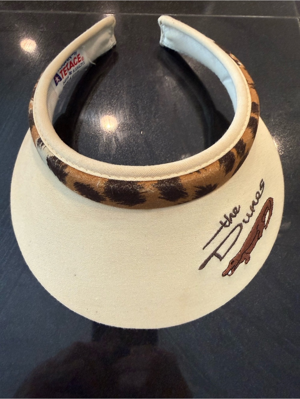 Women's Beige Visor with Leopard Trim with The Dunes logo